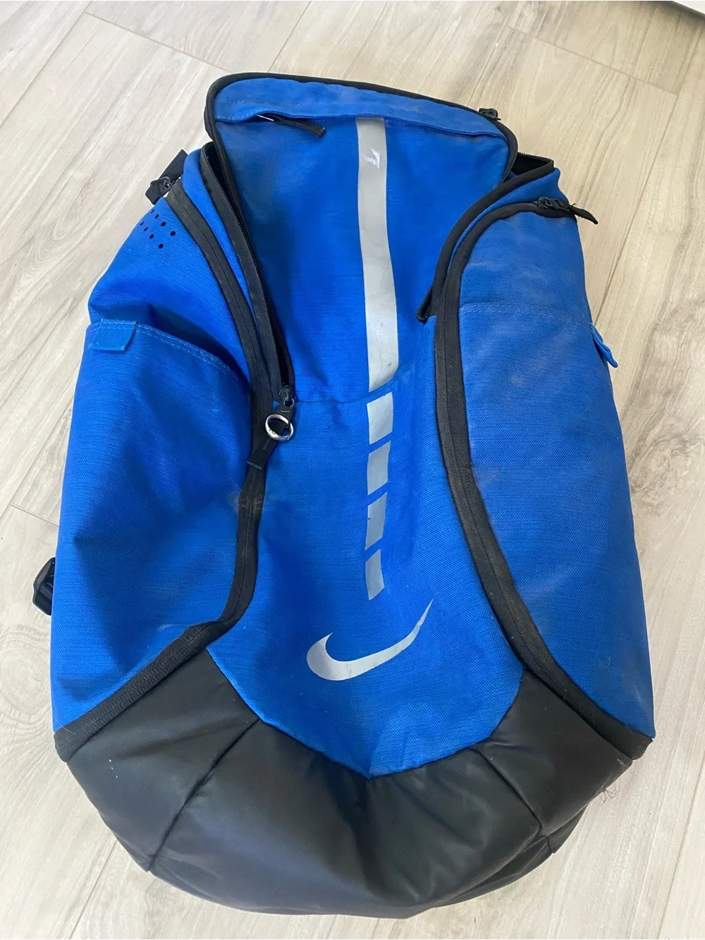 Nike Blue and Black Duffel Bag with Reflective Accents